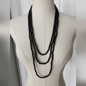 2/$10 -  3 strands of black faux pearls